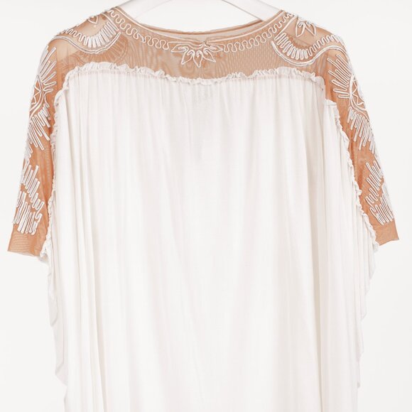 Jean Paul Gaultier White Mesh Soutache Embroidery Batwing-Sleeve Top - Picture 3 of 10